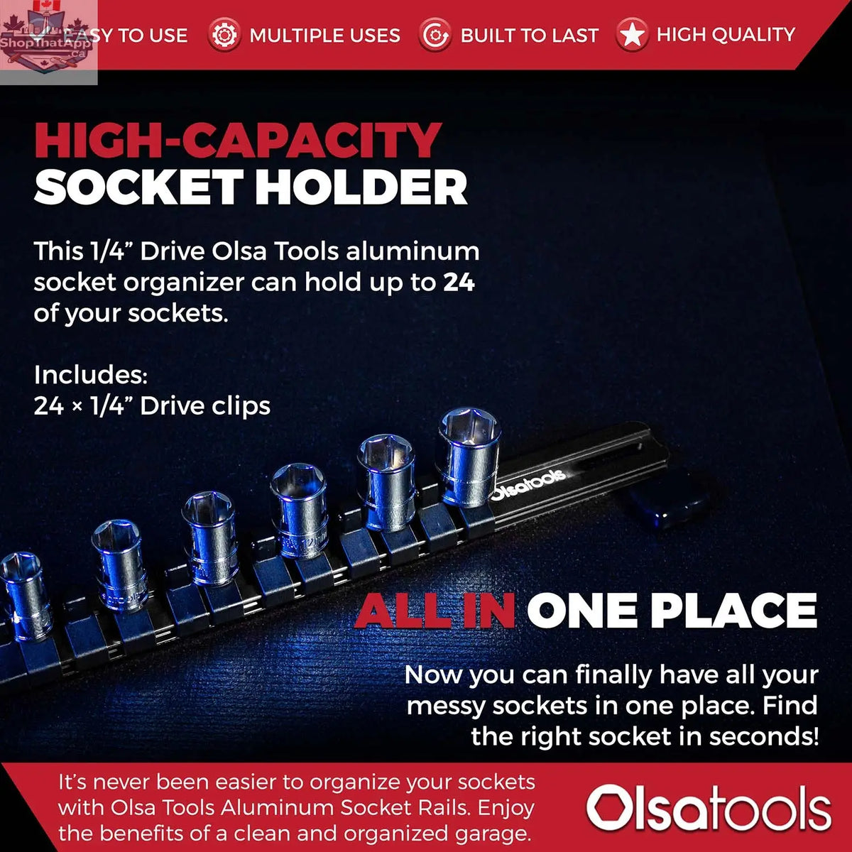 Aluminum Socket Organizer Rails With Rubber End Caps for 10 mm Socket Set - Shopthatapp.ca