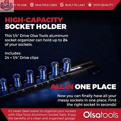Aluminum Socket Organizer Rails With Rubber End Caps for 10 mm Socket Set - Shopthatapp.ca