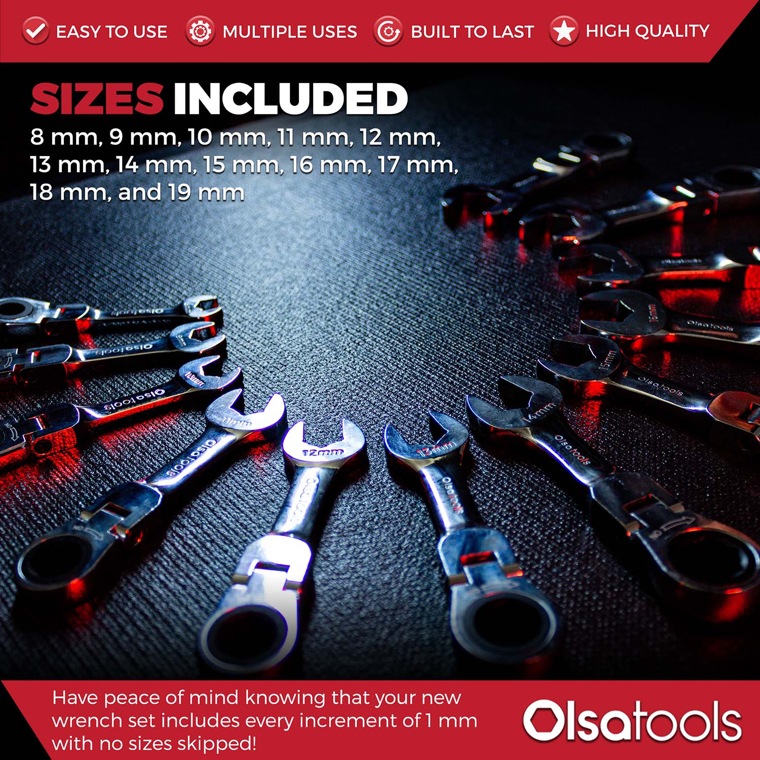 120 Tooth Ratcheting Wrench Set - Stubby Design for Maximum Torque and Accessibility
