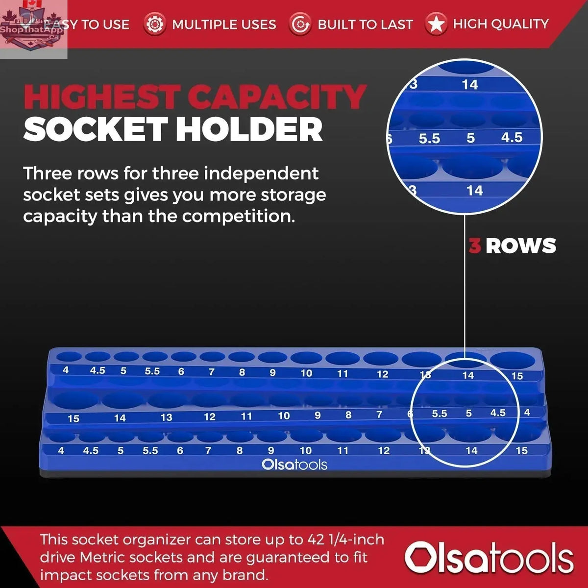3-Row Magnetic Socket Holder - Shopthatapp.ca