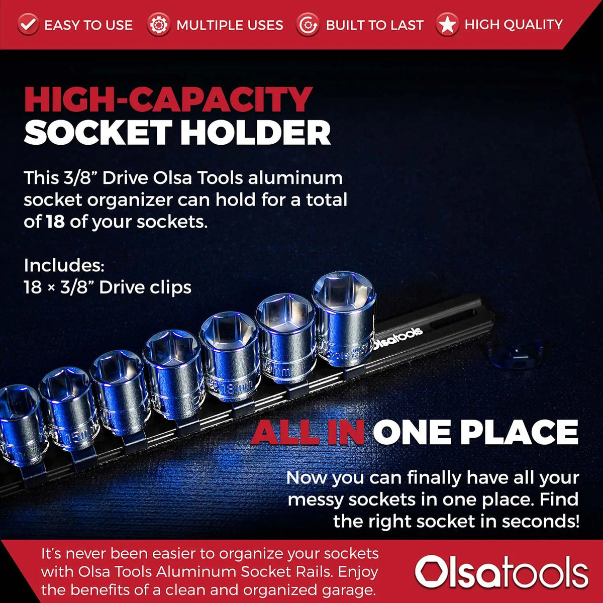 Aluminum Socket Organizer Rails with Locking End Caps - Shopthatapp.ca