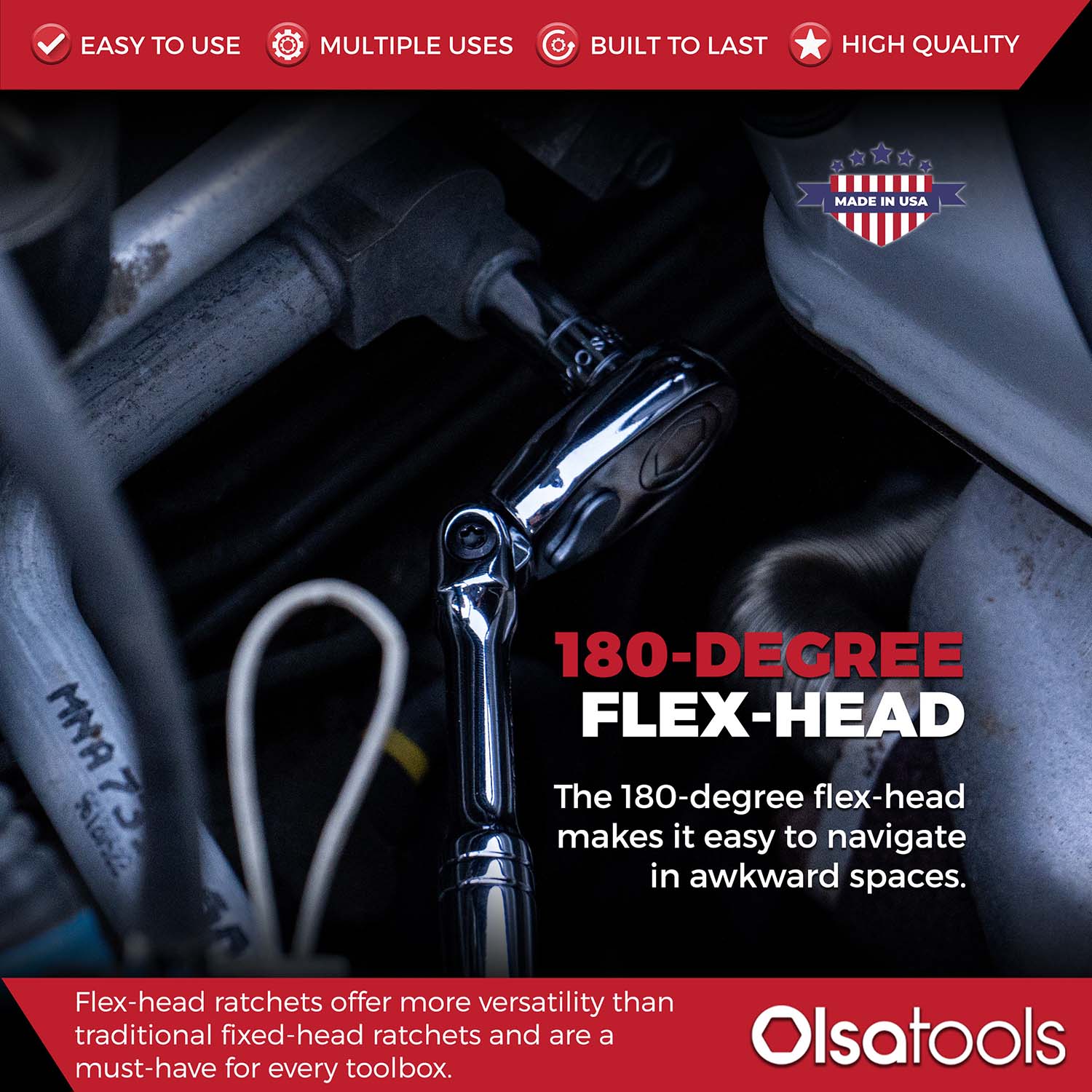 Flex Head Ratchet 90 Tooth for Enhanced Torque and Precision