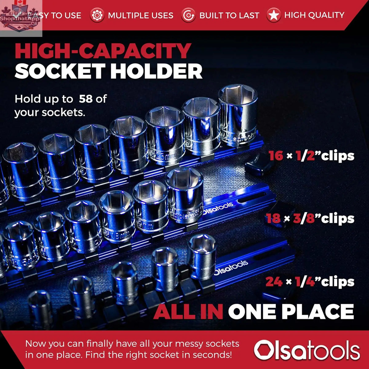 Aluminum Socket Organizer Rails With Rubber End Caps for 10 mm Socket Set - Shopthatapp.ca