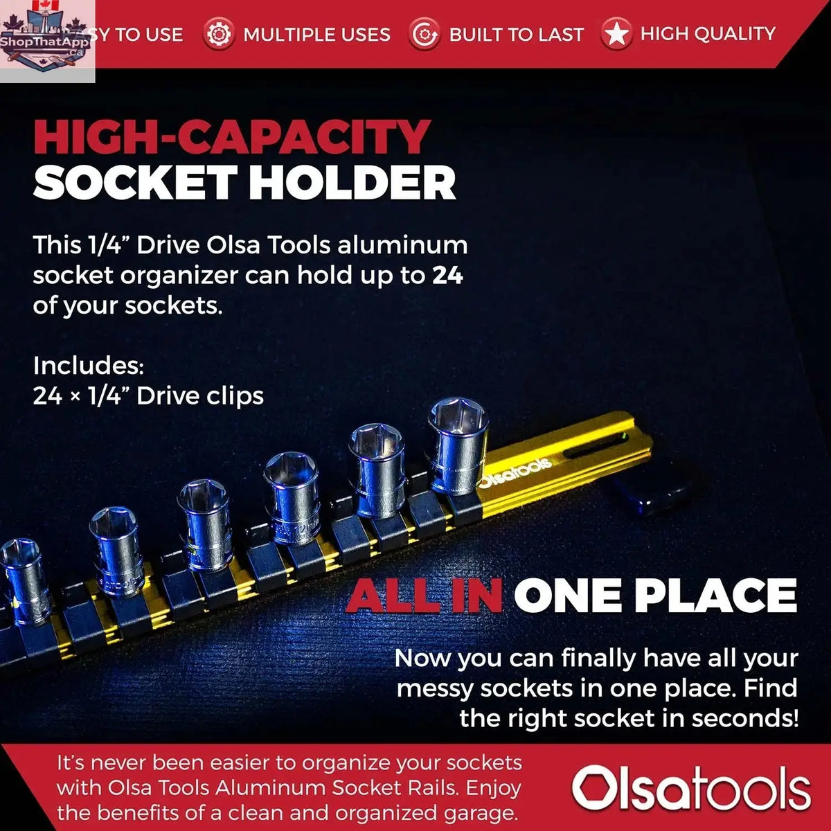 Aluminum Socket Organizer Rails With Rubber End Caps for 10 mm Socket Set - Shopthatapp.ca
