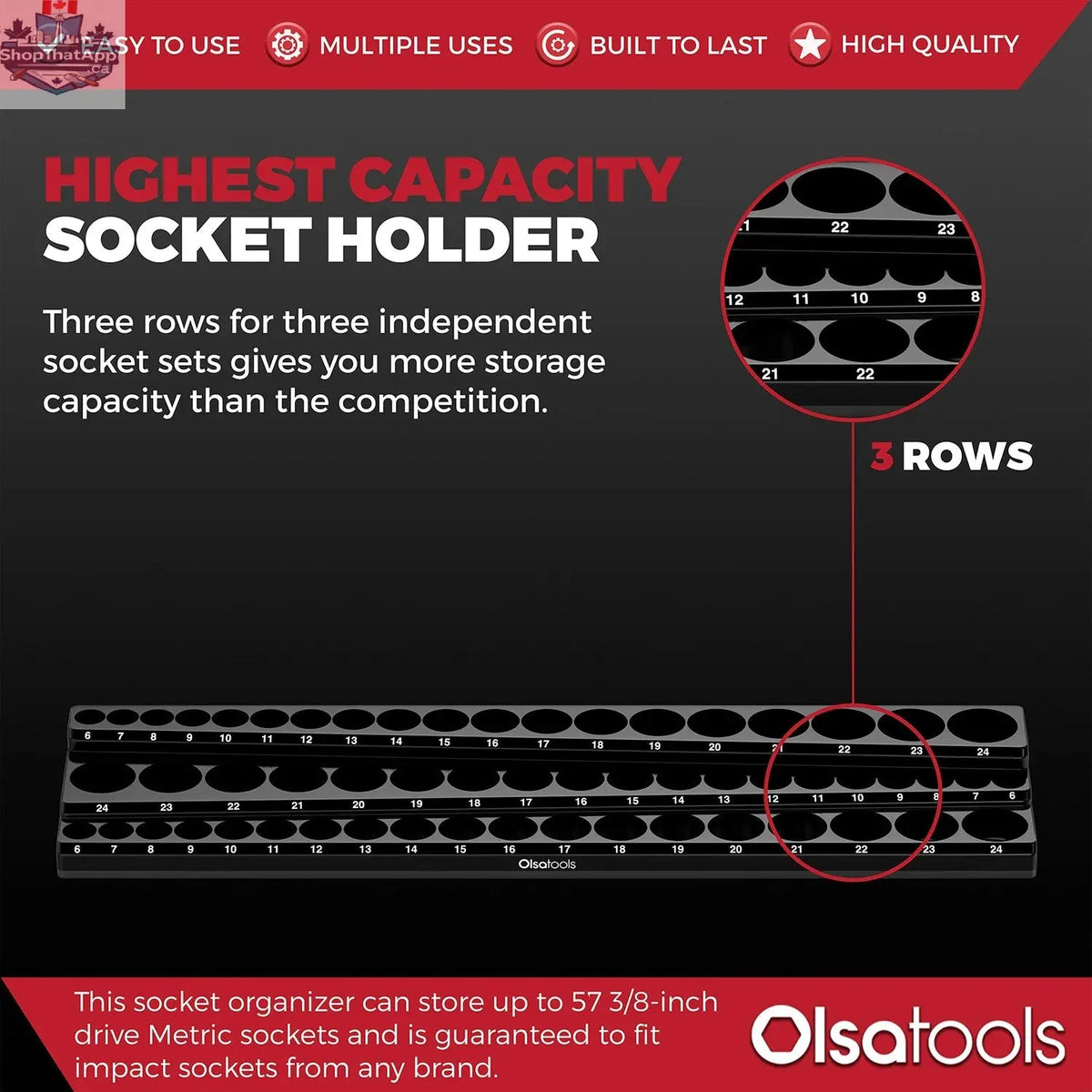 3-Row Magnetic Socket Holder - Shopthatapp.ca