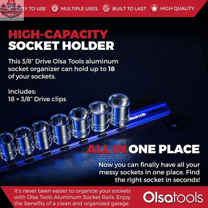 Aluminum Socket Organizer Rails With Rubber End Caps for 10 mm Socket Set - Shopthatapp.ca