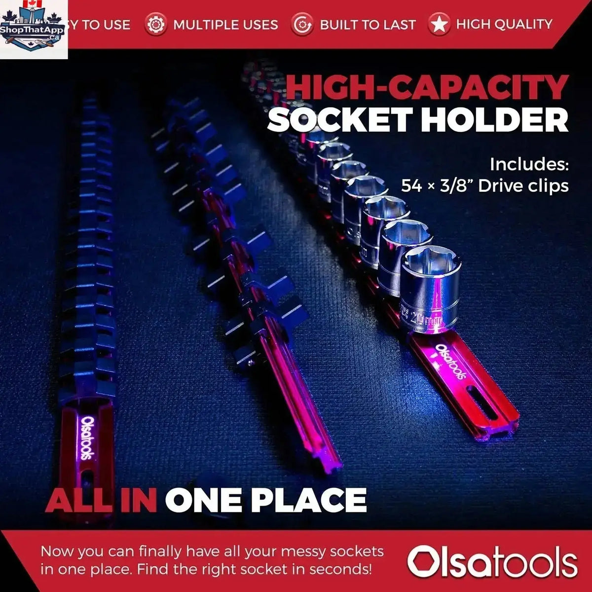 Aluminum Socket Organizer Rails with Locking End Caps - Shopthatapp.ca