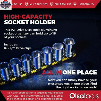 Aluminum Socket Organizer Rails With Rubber End Caps for 10 mm Socket Set - Shopthatapp.ca