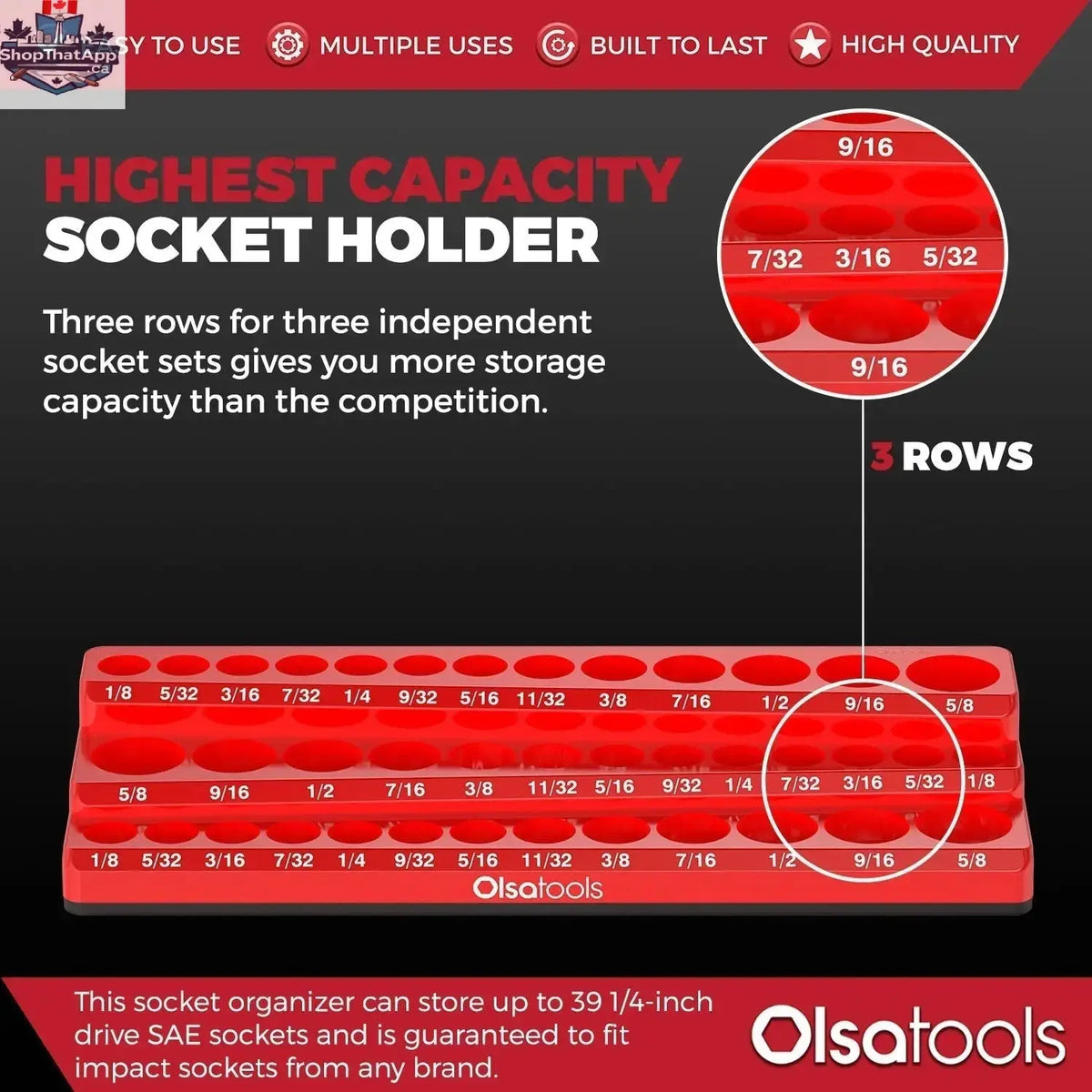 3-Row Magnetic Socket Holder - Shopthatapp.ca