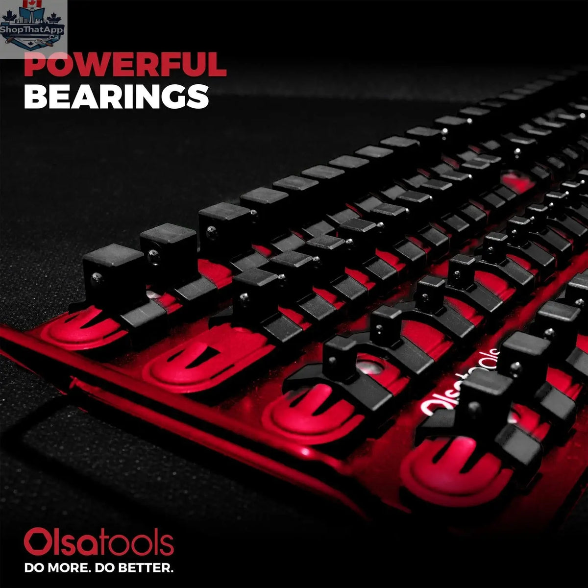 Olsa Tools Canada socket organizer tray with handle, featuring multiple compartments for organizing sockets efficiently.
