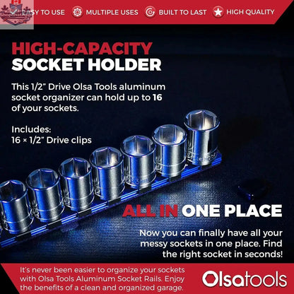 Aluminum Socket Organizer Rails With Rubber End Caps for 10 mm Socket Set - Shopthatapp.ca