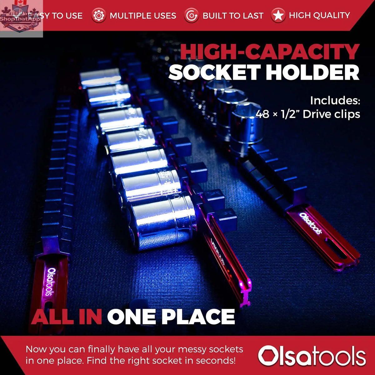 Aluminum Socket Organizer Rails with Locking End Caps - Shopthatapp.ca