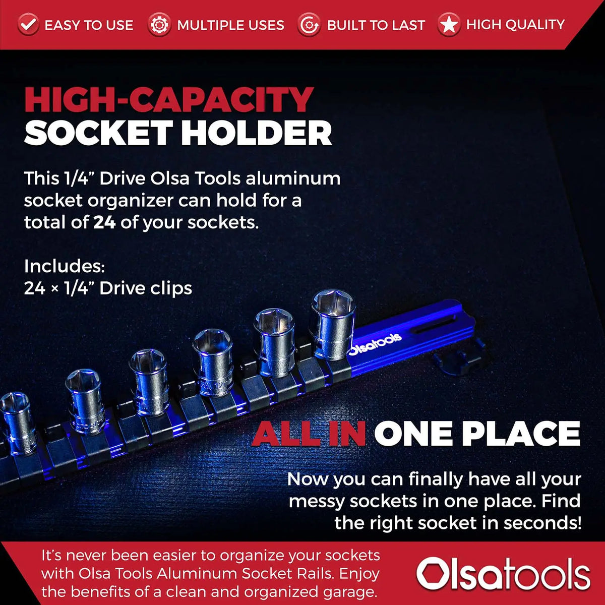 Aluminum Socket Organizer Rails with Locking End Caps - Shopthatapp.ca