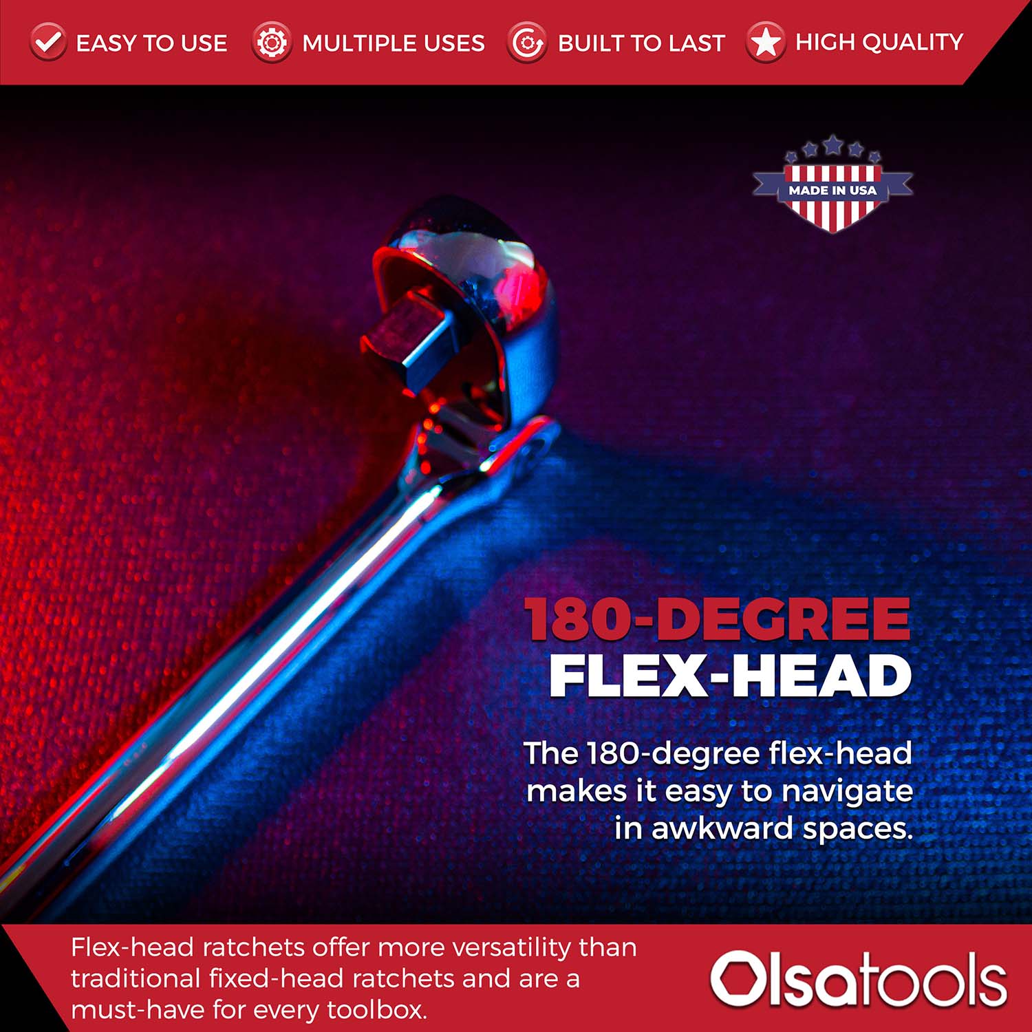 Flex Head Ratchet 90 Tooth for Enhanced Torque and Precision