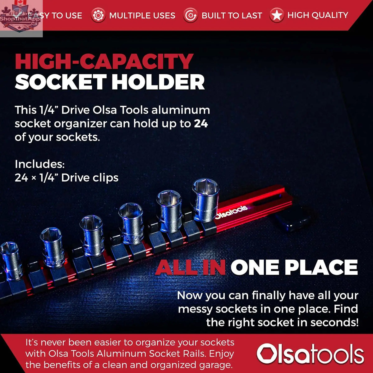 Aluminum Socket Organizer Rails With Rubber End Caps for 10 mm Socket Set - Shopthatapp.ca