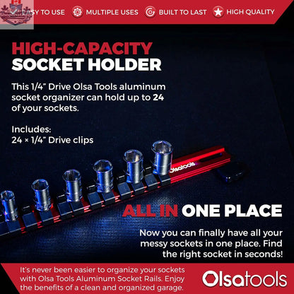 Aluminum Socket Organizer Rails With Rubber End Caps for 10 mm Socket Set - Shopthatapp.ca