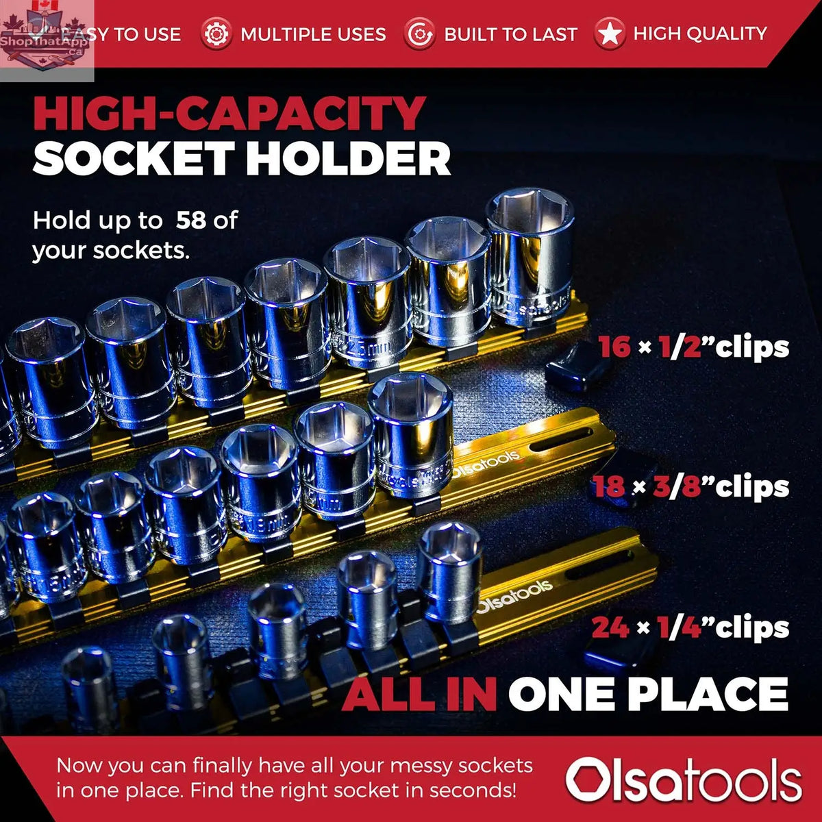 Aluminum Socket Organizer Rails With Rubber End Caps for 10 mm Socket Set - Shopthatapp.ca