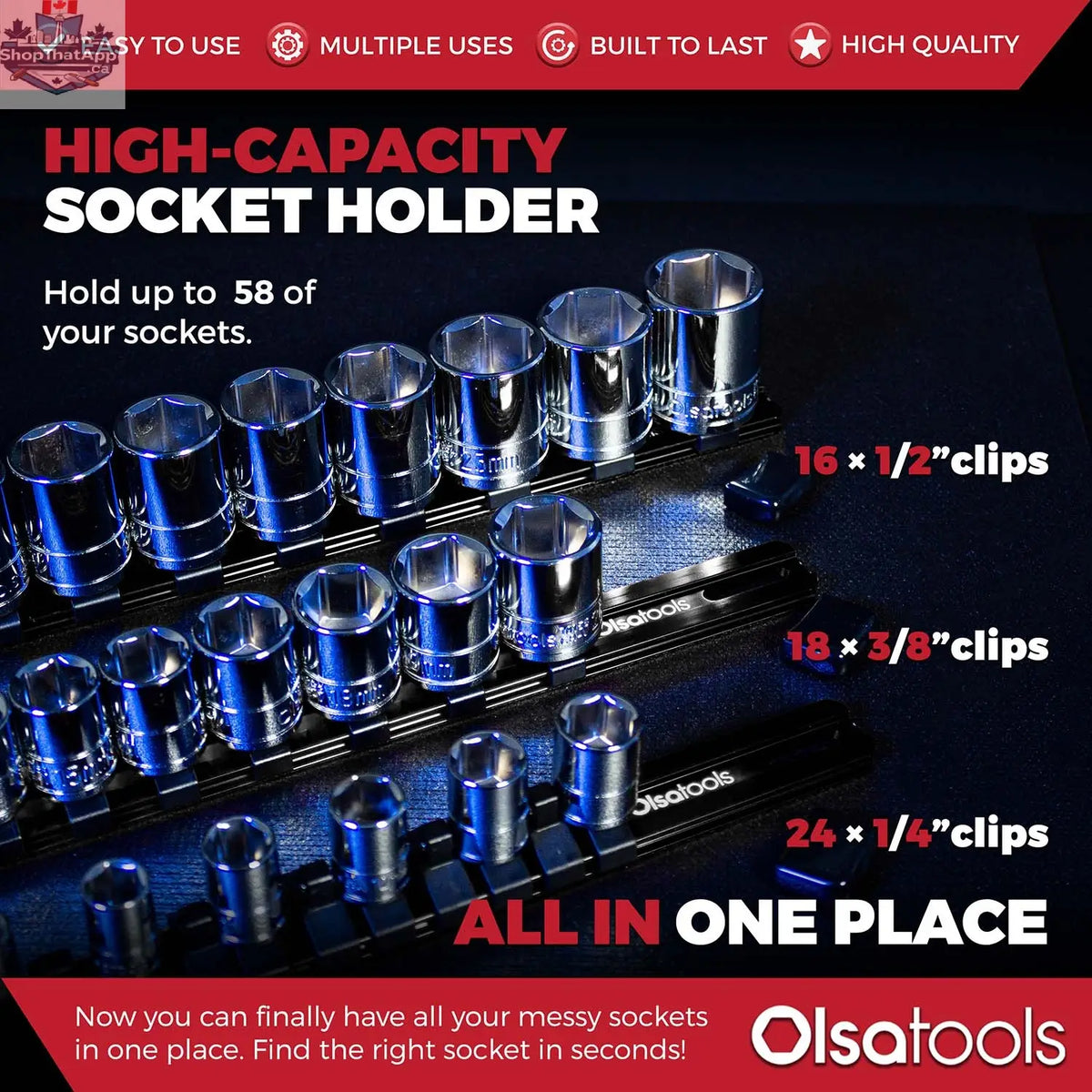 Aluminum Socket Organizer Rails With Rubber End Caps for 10 mm Socket Set - Shopthatapp.ca