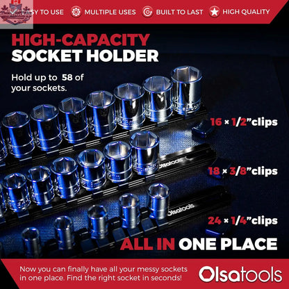 Aluminum Socket Organizer Rails With Rubber End Caps for 10 mm Socket Set - Shopthatapp.ca