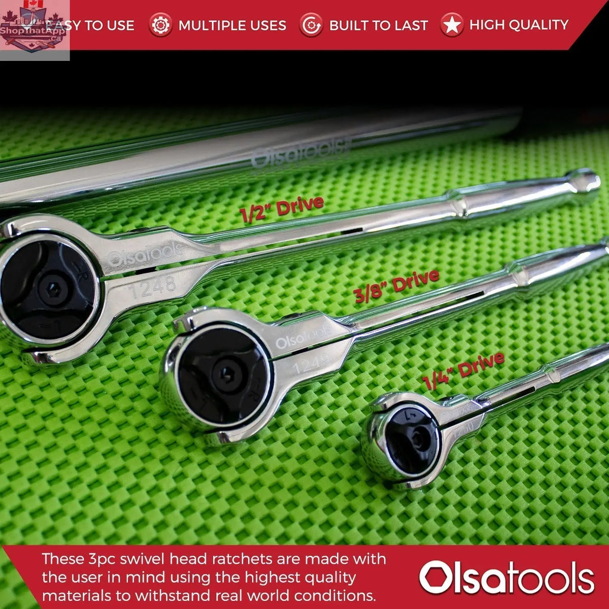 Swivel Head Ratchet - 90 Tooth Round Head - Shopthatapp.ca