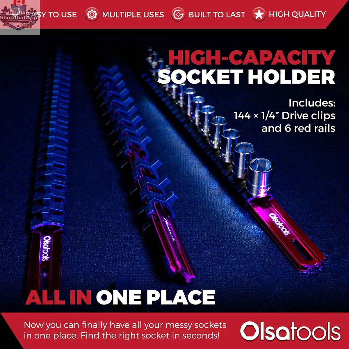 Aluminum Socket Organizer Rails with Locking End Caps - Shopthatapp.ca