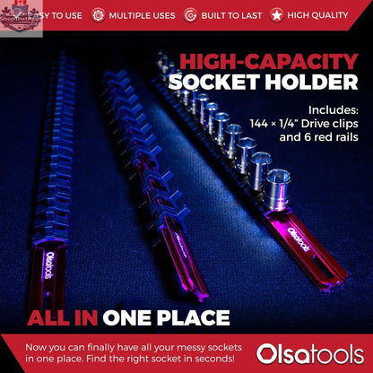 Aluminum Socket Organizer Rails with Locking End Caps - Shopthatapp.ca