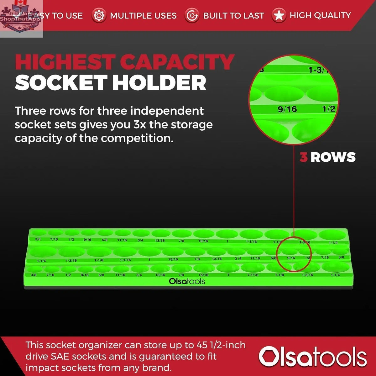 3-Row Magnetic Socket Holder - Shopthatapp.ca