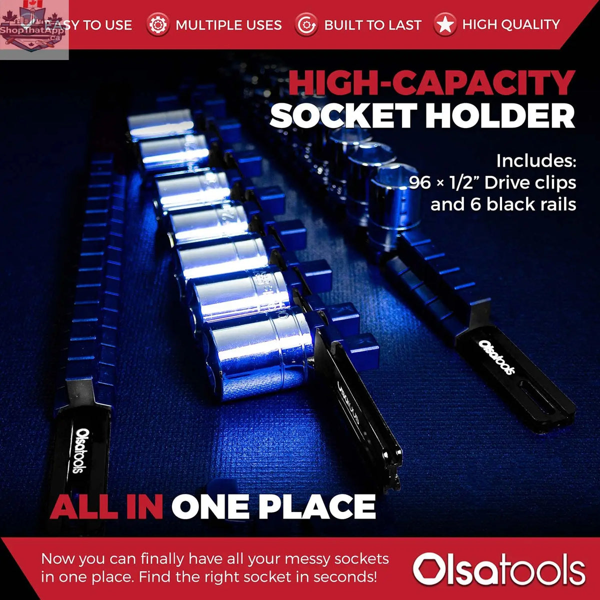 Aluminum Socket Organizer Rails with Locking End Caps - Shopthatapp.ca