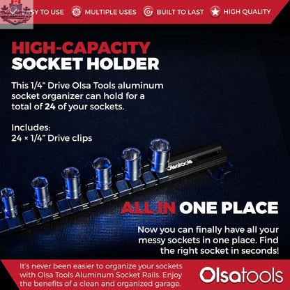 Aluminum Socket Organizer Rails with Locking End Caps - Shopthatapp.ca