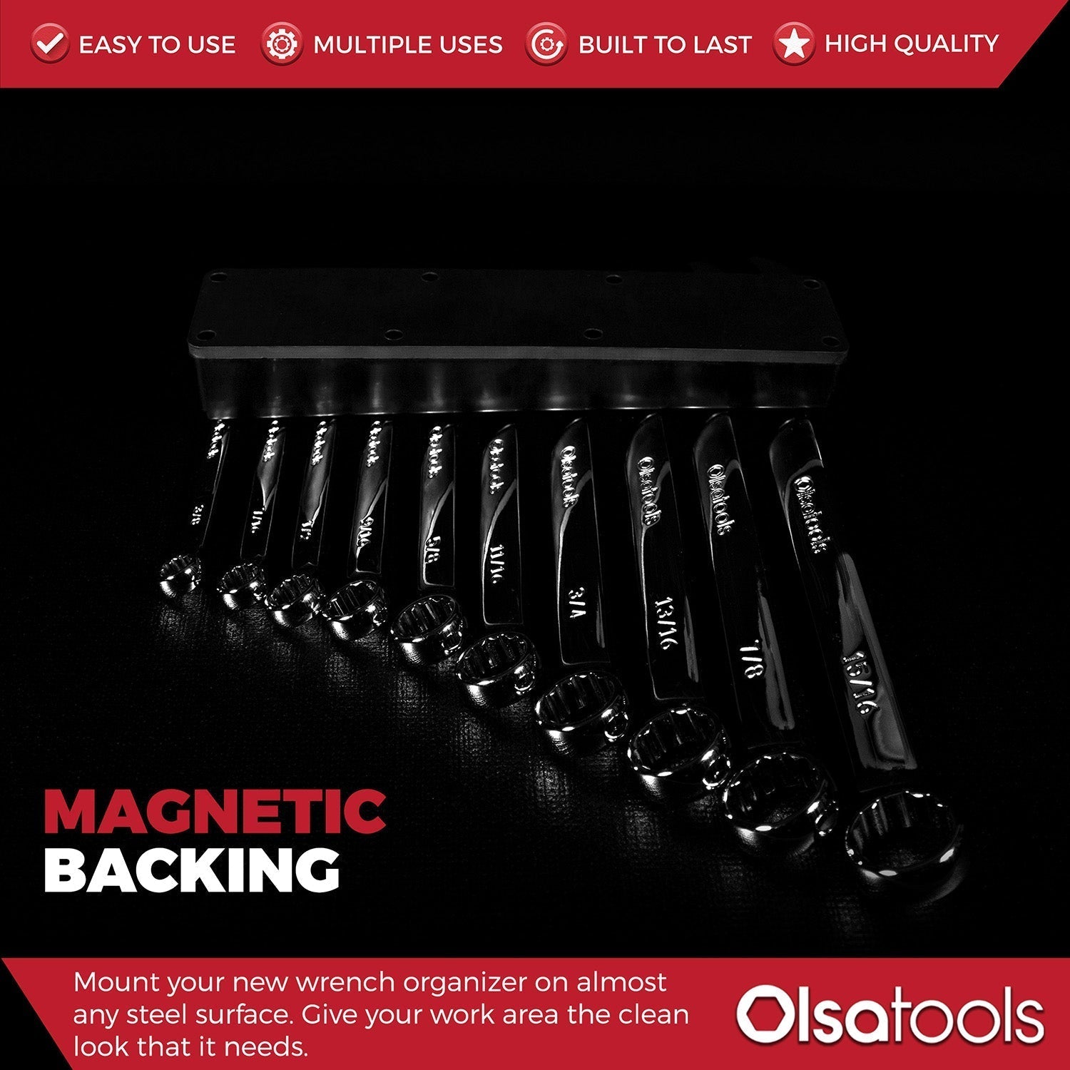 Magnetic Tool Organizer - Durable Magnetic Wrench Holder for Efficient Workspace Management