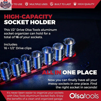 Aluminum Socket Organizer Rails with Locking End Caps - Shopthatapp.ca