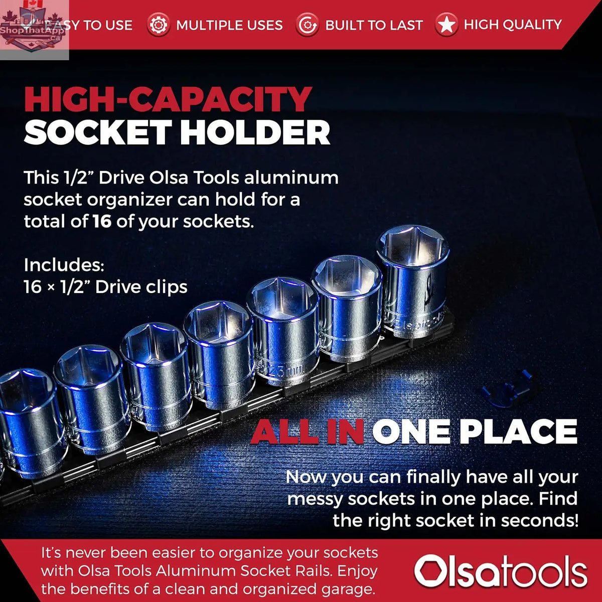 Aluminum Socket Organizer Rails with Locking End Caps - Shopthatapp.ca