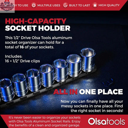 Aluminum Socket Organizer Rails with Locking End Caps - Shopthatapp.ca
