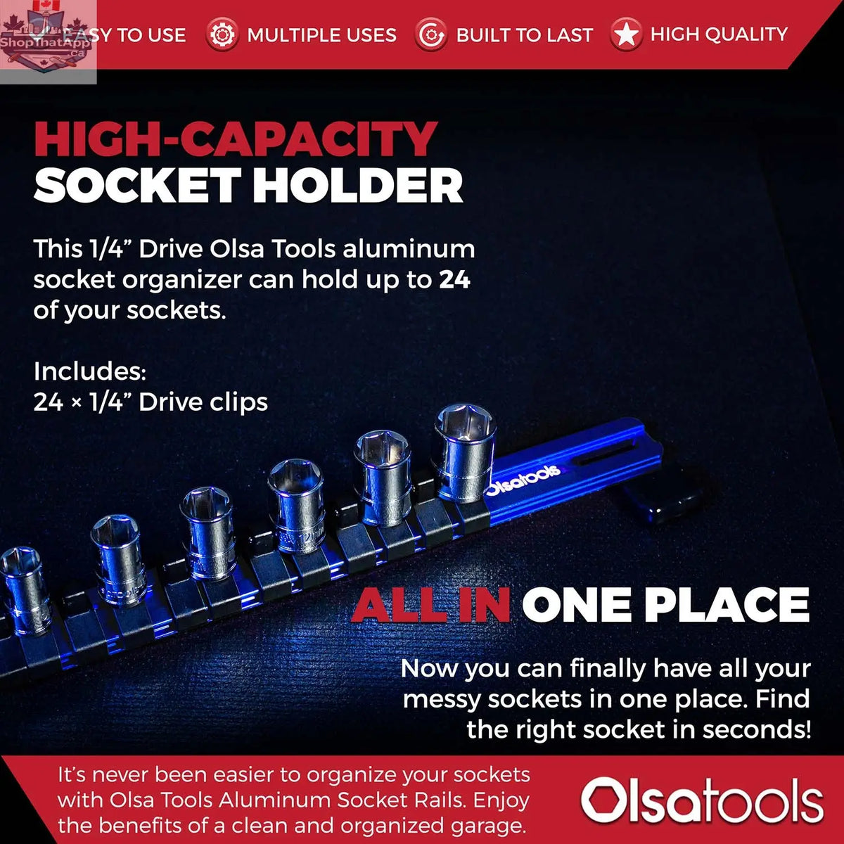 Aluminum Socket Organizer Rails With Rubber End Caps for 10 mm Socket Set - Shopthatapp.ca