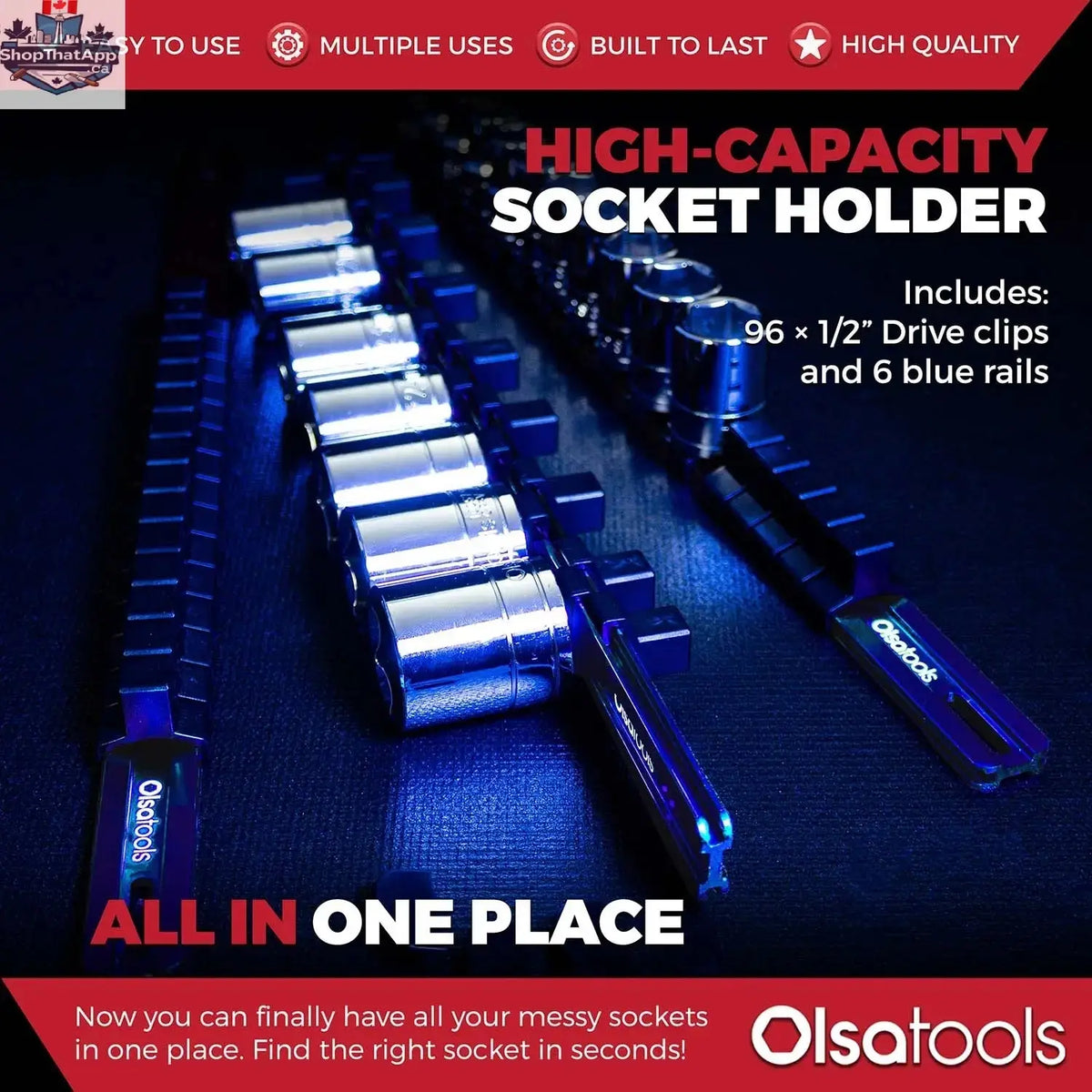 Aluminum Socket Organizer Rails with Locking End Caps - Shopthatapp.ca