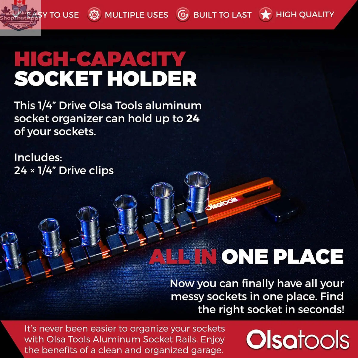 Aluminum Socket Organizer Rails With Rubber End Caps for 10 mm Socket Set - Shopthatapp.ca