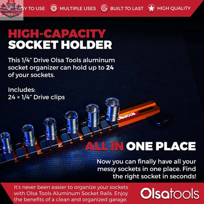 Aluminum Socket Organizer Rails With Rubber End Caps for 10 mm Socket Set - Shopthatapp.ca