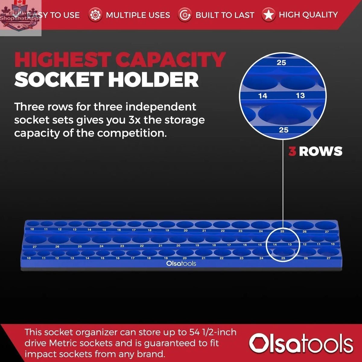 3-Row Magnetic Socket Holder - Shopthatapp.ca