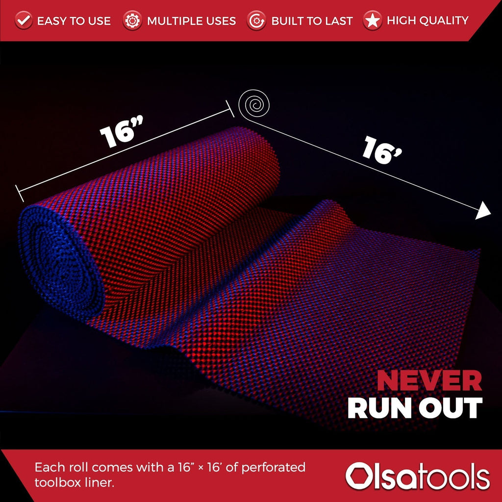 Non-Slip Tool Chest Liner with Perforated Surface for Enhanced Grip