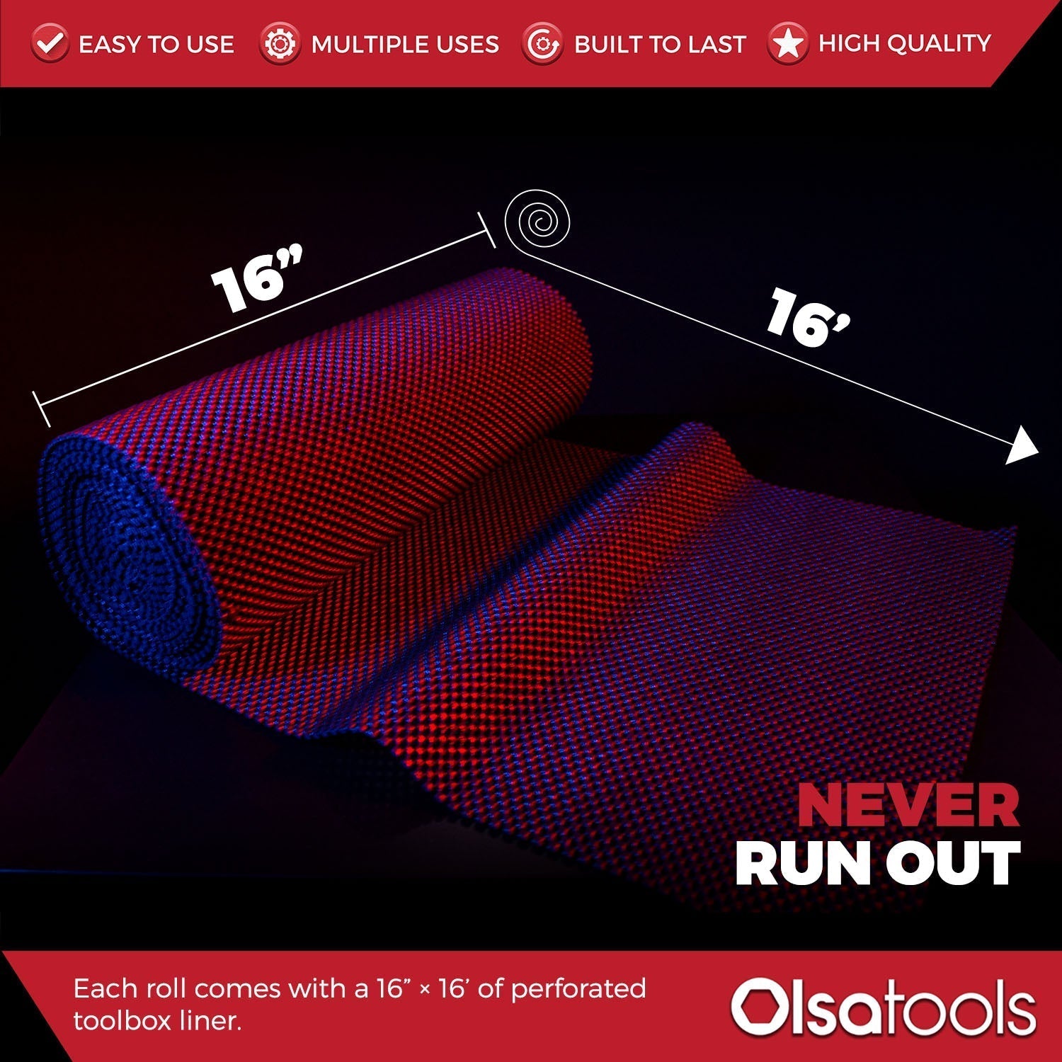 Non-Slip Tool Chest Liner with Perforated Surface for Enhanced Grip