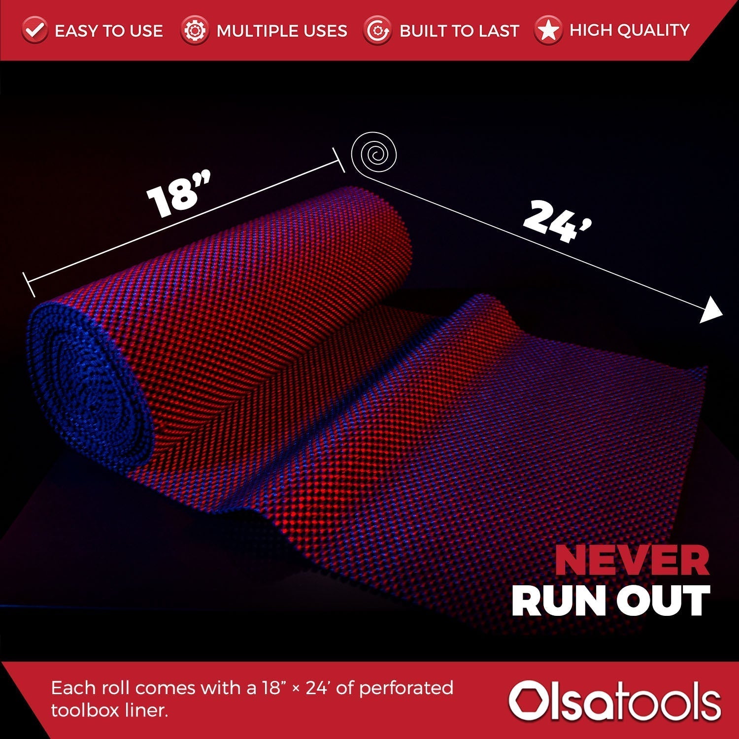 Non-Slip Tool Chest Liner with Perforated Surface for Enhanced Grip
