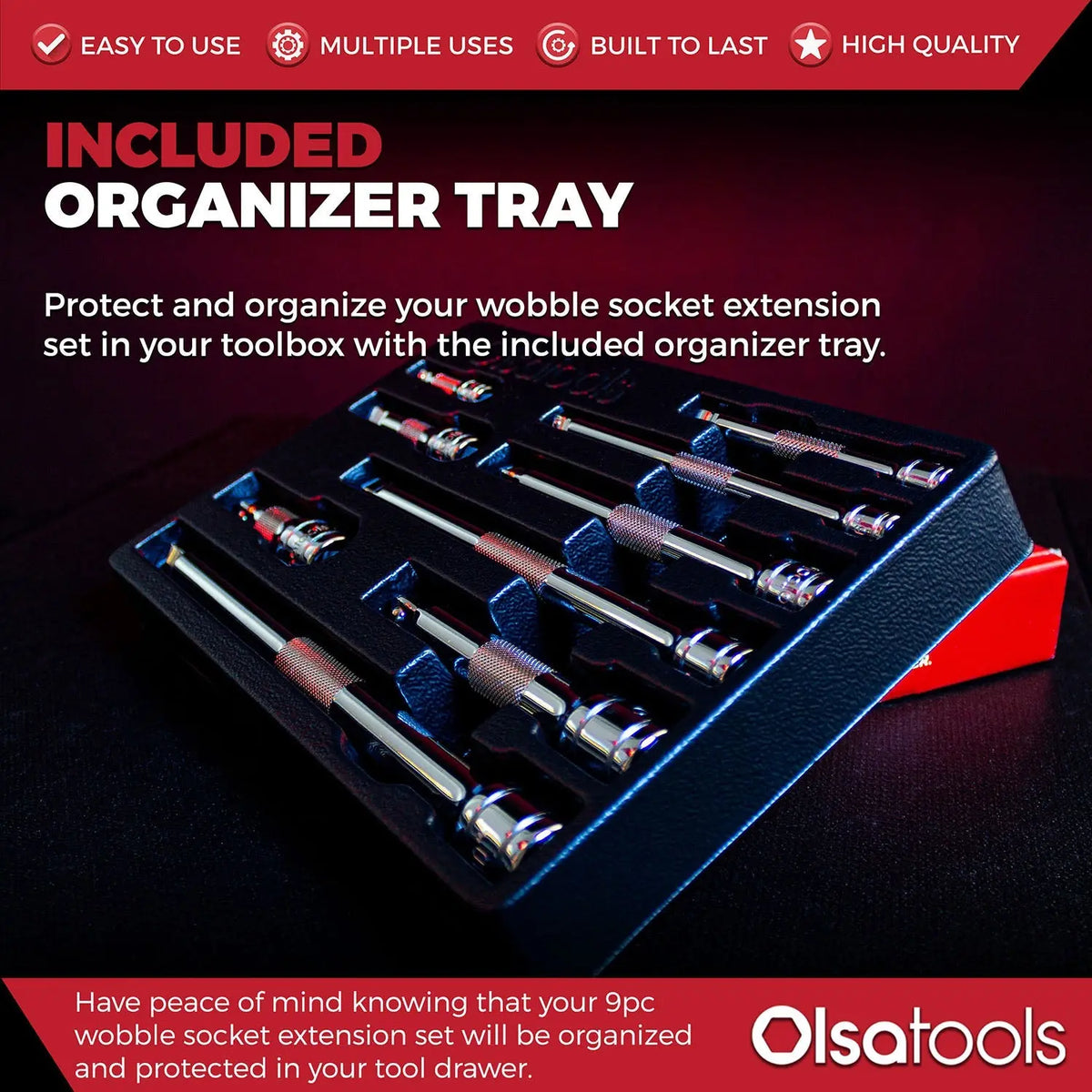 Wobble Socket Extension Set (9pc) | 1/2, 3/8, 1/4" Drive Ratchet Extension Bars - Shopthatapp.ca