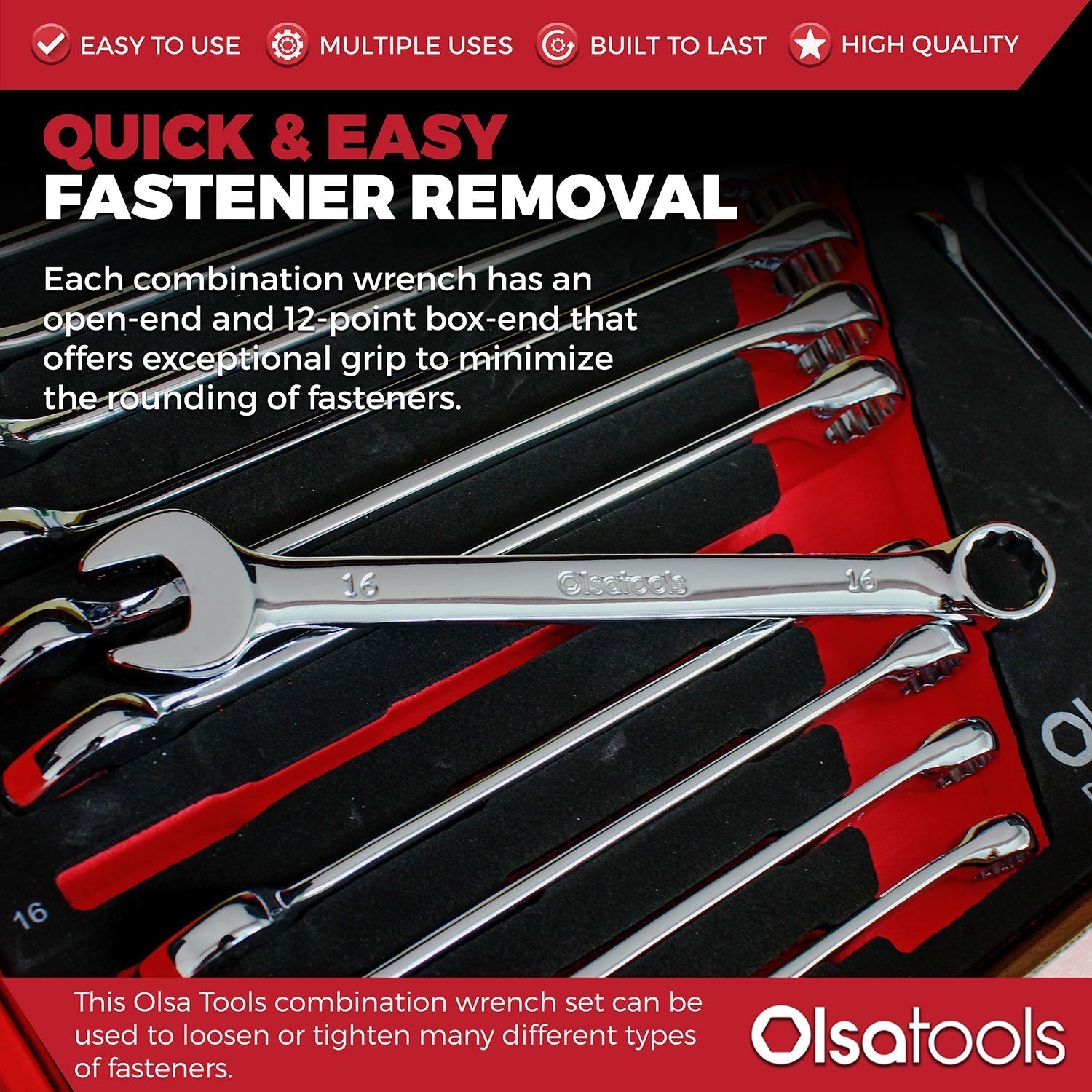 Premium 15-Piece Combination Wrench Set
