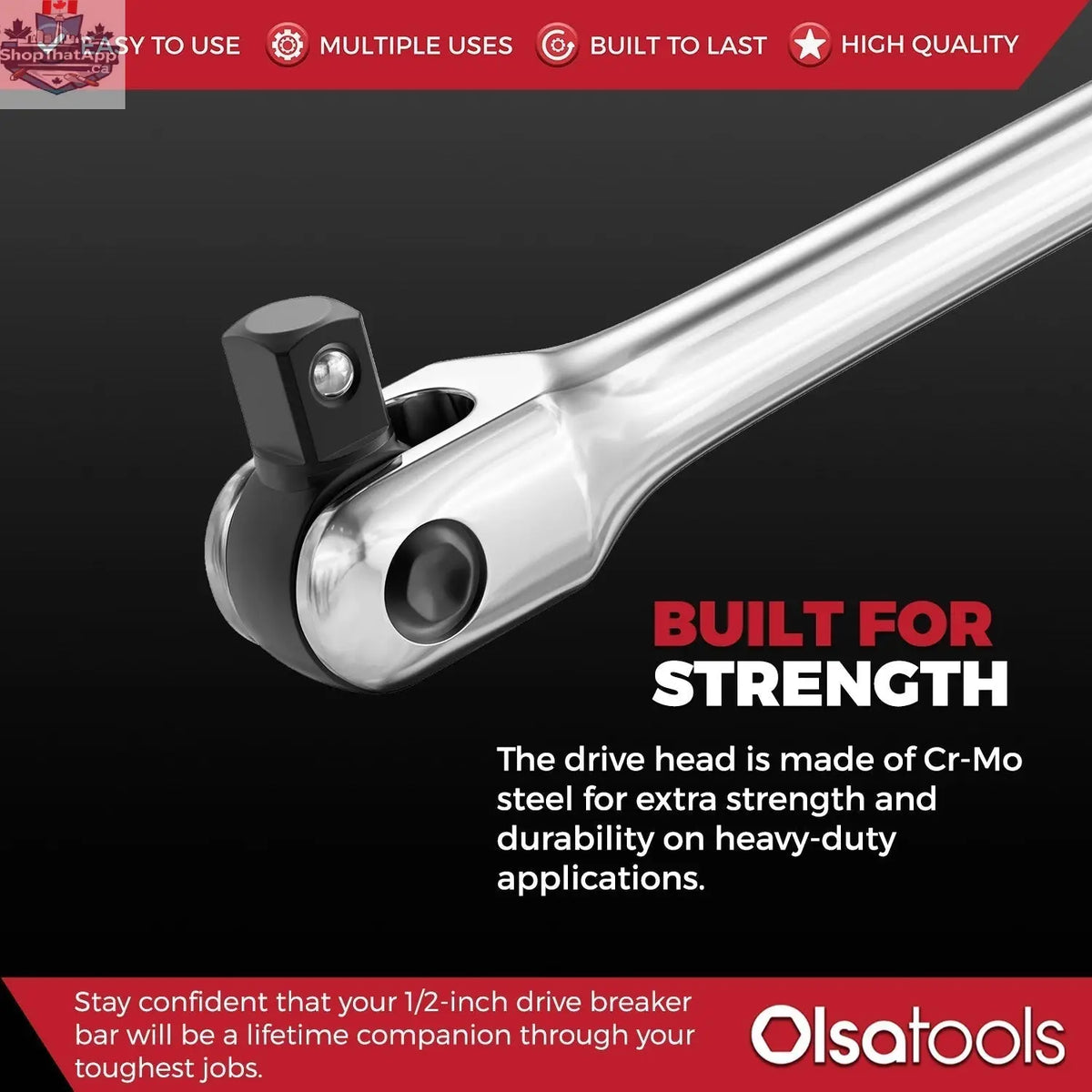 Breaker Bar 1/2 Inch Drive - 25 Inch Length for Maximum Torque and Performance - Shopthatapp.ca