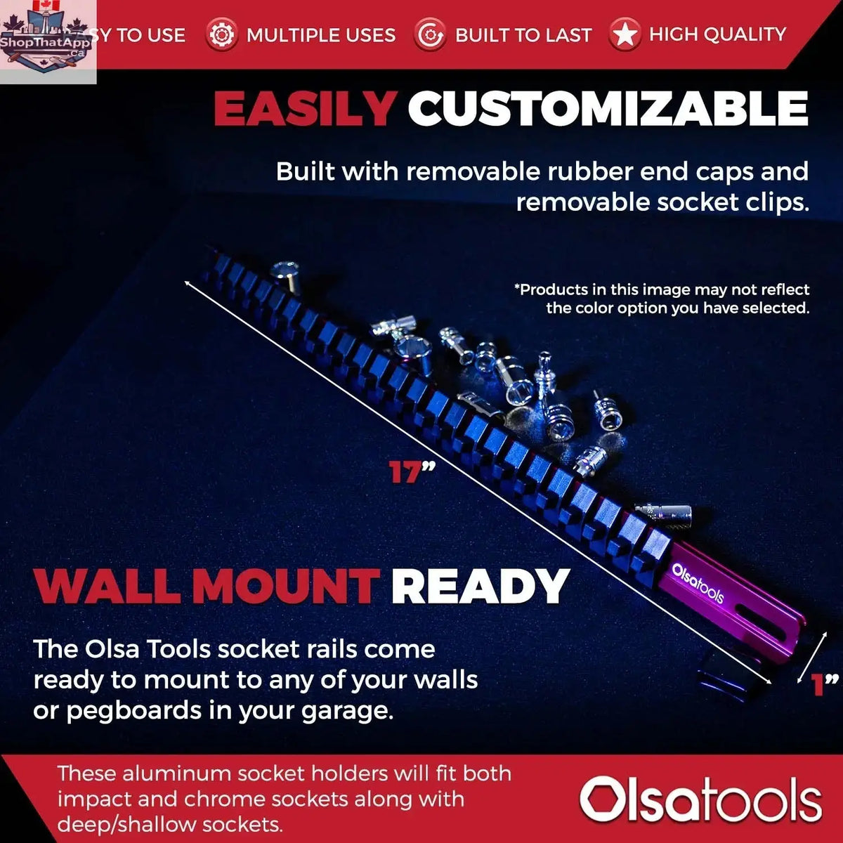Aluminum Socket Organizer Rails With Rubber End Caps for 10 mm Socket Set - Shopthatapp.ca