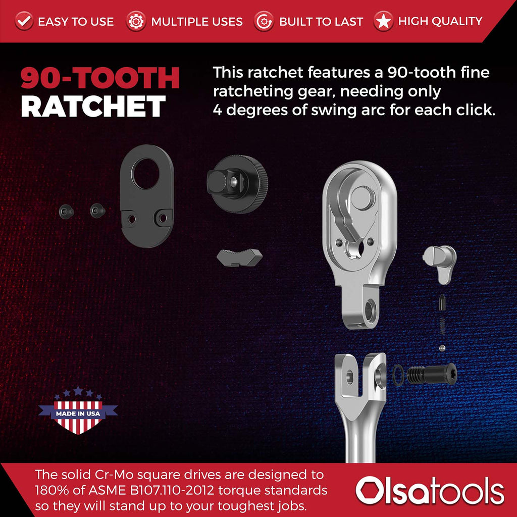 Flex Head Ratchet 90 Tooth for Enhanced Torque and Precision
