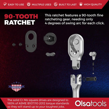 Flex Head Ratchet 90 Tooth for Enhanced Torque and Precision - Shopthatapp.ca