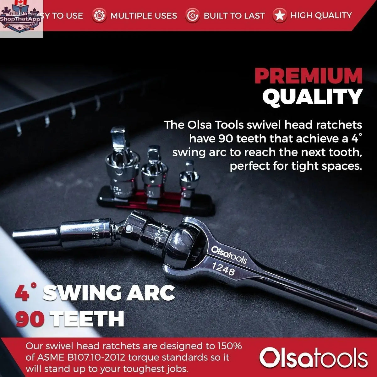 Swivel Head Ratchet - 90 Tooth Round Head - Shopthatapp.ca
