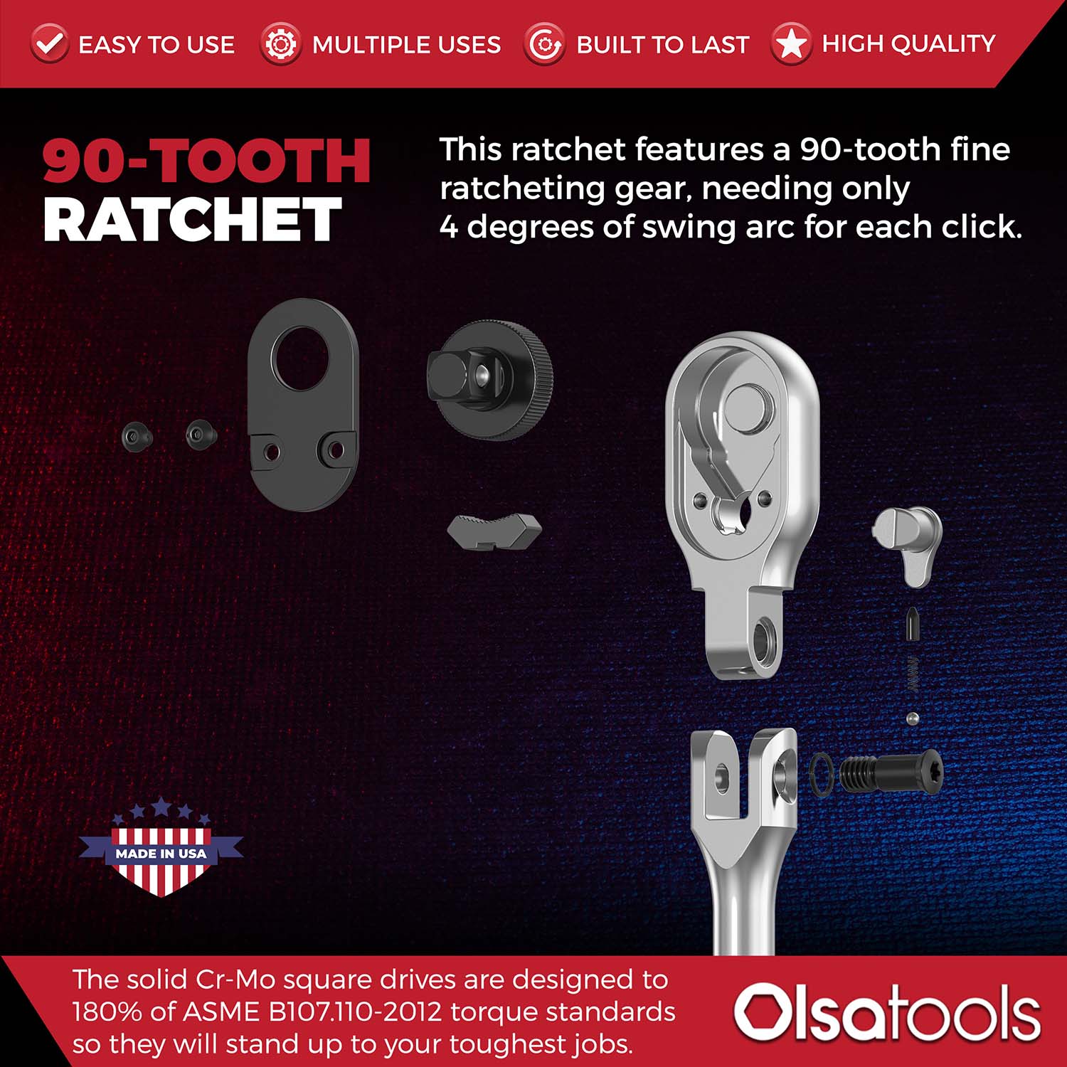 Flex Head Ratchet 90 Tooth for Enhanced Torque and Precision