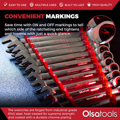Ratcheting Wrench Set with Magnetic Wrench Organizer - Shopthatapp.ca